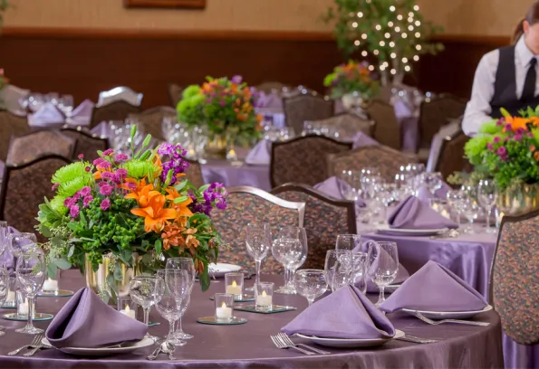 banquet tables set for an event at Little River Casino Resort
