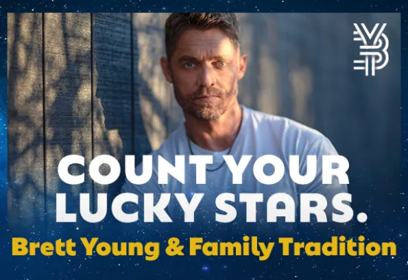 Promotional poster for Brett Young Count Your Lucky Stars Concert at Little River Resort Casino