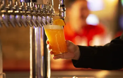 Beer pour at River Rock Sportsbook & Grill in Little River Casino Resort