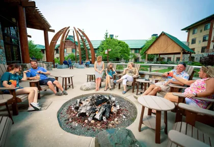 Little River Casino & Resort guests gathered around the fire pit on property