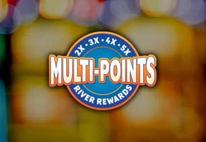 River Rewards Multi-Points promotional badge with 2X to 5X multipliers at Little River Casino Resort in Manistee, Michigan