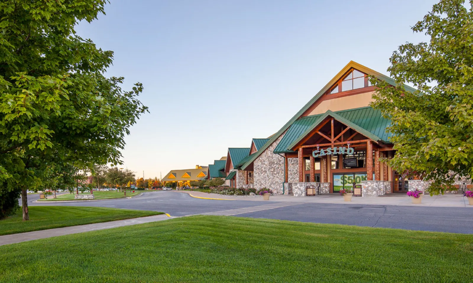 View of Little River Casino entrance from the parking lot 