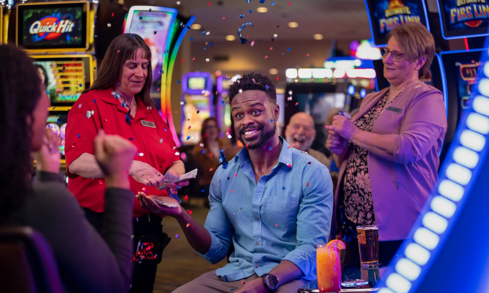 Person winning at slot machine in Little River Casino Resort